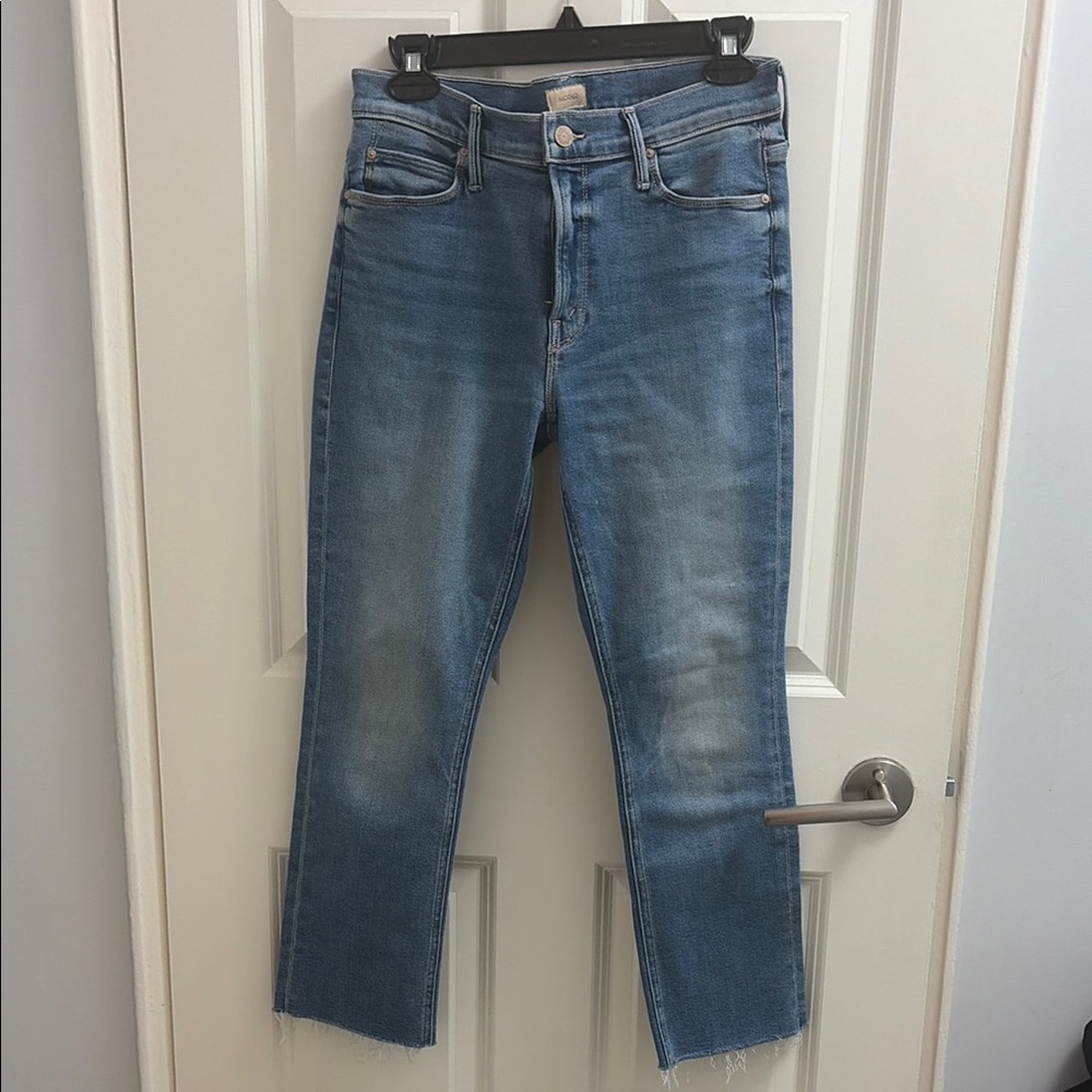 MOTHER lil mid rise dazzler ankle fray, size 28